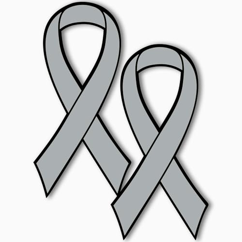 Image of Magnet Me Up Brain Cancer Awareness Grey Ribbon Car Magnet Decal, 2 Pack, 3.5 inchx7 inch - UV Printed Automotive Magnet for Cars, Trucks & SUVs - Support Fundraisers, Awareness Events, Made in USA