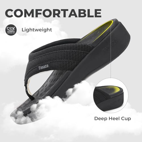 Image of Womens Platform Arch Support Flip Flops | Summer Wedge orthotic Slide Sandals footbed Thong Sandals for Pool Beach