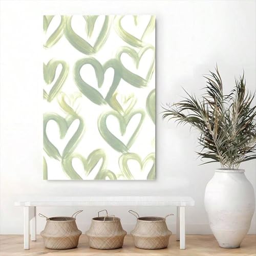 Toile murale abstraite verte rétro de 50 x 70 cm
