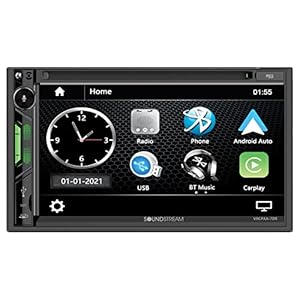 Soundstream VRCPAA-7DR VRCPAA-7DR 7-Inch Double-DIN DVD Head Unit with Apple CarPlay/Android Auto and Bluetooth