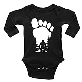 Bigfoot in Foot Print Graphic Toddler Romper Long Sleeve Newborn Crawl Clothing C-Black