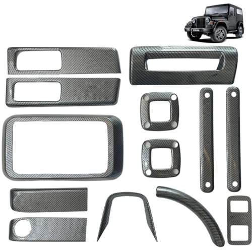 WOODPECKER’S FINISH by OCHRON Mahindra Thar Car Accessories Interior Styling Kit for Thar Interior for Steering, Dashboard & more with 12+1 Premium Pieces (Silver)
