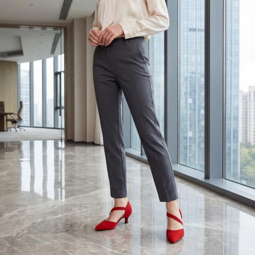 Image of RIBONGZ Kitten Heels for Women Closed Toe Comfortable Low Heels Pointed Toe Sexy Slip on Pumps Bridal Party Dressy Shoes