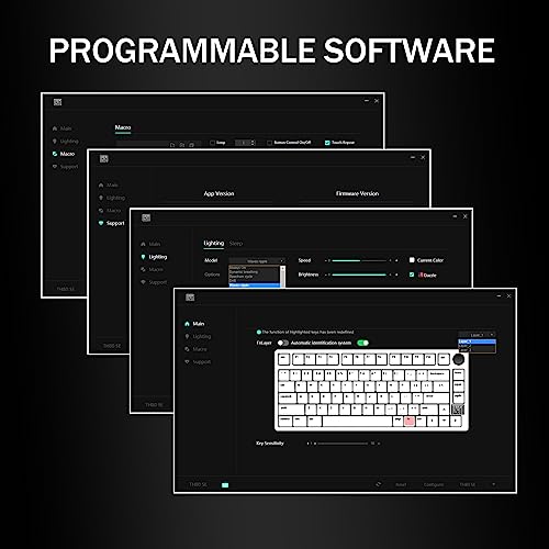 Epomaker - Tastiera meccanica da gaming TH80 SE Gasket 75%, hot-swap NKRO, modalità tripla, RGB, con schiuma Poron/Eva, manopola per E-Sport/Windows/Mac, nero argento, interruttore lineare Wisteria - Tastiera gaming - Immagine 4