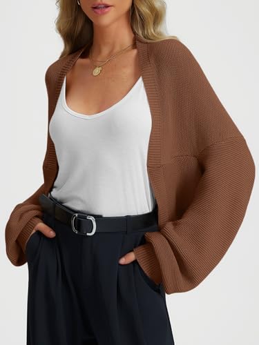LILLUSORY Bolero Shrug Cardigan Sweater Fall Batwing Long Sleeve Cropped Open Front Knitted Sweaters3