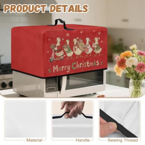 Image of Air Fryer Toaster Oven Dust Cover, Protective Countertop Microwave Oven Cover for Christmas Party Decor, L, 20.9 x 15.7 x 12.4 Inches, Porch Goose Merry Christmas Red