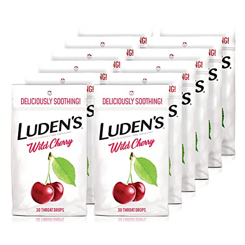 Luden's Wild Cherry Throat Drops, Sore Throat Relief, 30 Count, 12 Packs #TOP8