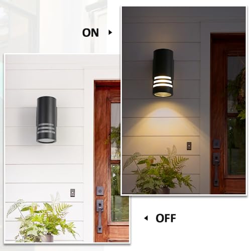 Image of Cerdeco Aluminum Outdoor Wall Sconces,Cylinder Porch Light with 3 Slots and Frosted Glass,Modern Outdoor Wall Light Fixture,Black Finished[ ETL-Listed ]