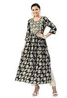 Anjushree Choice Women's Viscose Anarkali Kurti (Asc034Coronablackxxl_Black_2Xl)