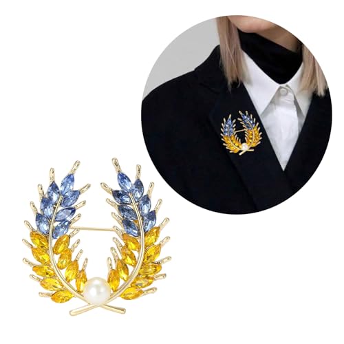 Elegant Wheat Sheaf Brooch Pin Exquisite Wheat Ear Lapel Pin Embellished with Sparkling Stones for Women Girls2
