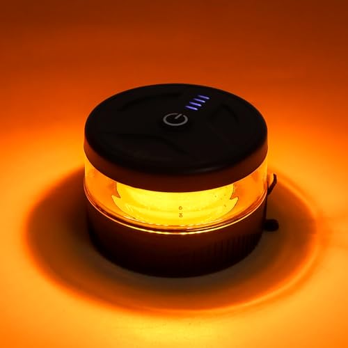 Magnetic Wireless Beacon Light, USB-C Rechargeable LED Strobe Lights for Trucks, Mini Portable Flashing Emergency Safety Warning Light for Postal Car Tractor UTV Golf Cart IP67 Waterproof Amber