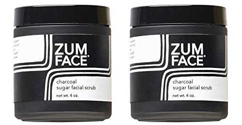 Zum Charcoal Sugar Facial Scrub (Pack of 2) with Cane Sugar, Jojoba Oil, Coconut Oil, Olive Oil, Caster Oil, Essential Oils and Activated Charcoal, 4 oz