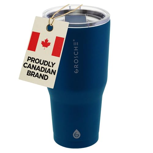 GROSCHE Yukon Triple Insulated Coffee Travel Mug with Lid - 30 oz Blue