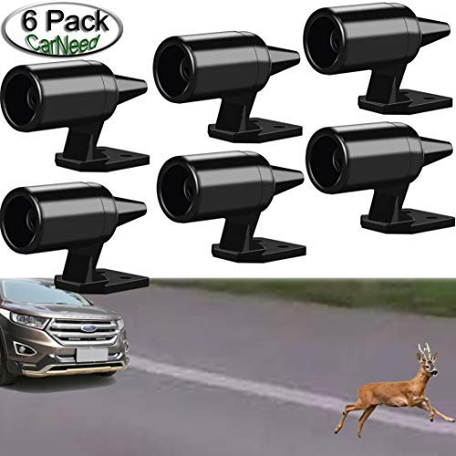 CarNeed 6 Pcs Deer Alert for Vehicles, Avoids Deer Collisions Car Deer Warning, Black Ultrasonic Wildlife Warning for Auto Motorcycle Truck SUV and ATV