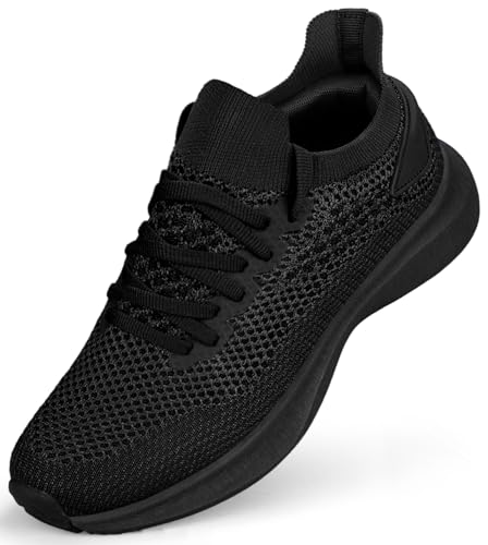 Abboos Damen rutschfeste Gym Workout Schuhe Leichte Atmungsaktive Tennisschuhe Mesh Walking Sneakers, All-Black, 36 EU