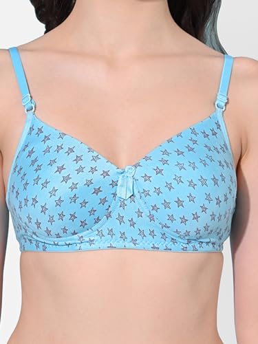 Image of FIMS - Fashion is my style Women Cotton Blend Padded Non-Wired Everyday Bra Pack of 1 Cup- B Multicolor