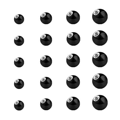Gojewen 16G Boules de Piercing Noir 20pcs Remplacement Boules Acier Inoxydable pour Filetage Extérieur Lèvres Septum Hélix Langue Ventre Bijoux de Piercing