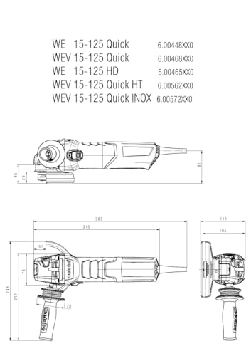 Meuleuse dangle METABO WEV 15 125 QUICK 125mm Filaire - vue 3