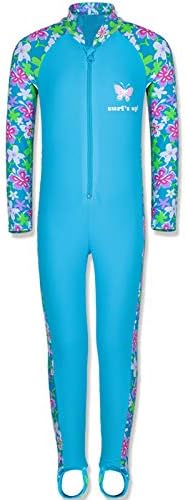 TFJH E 1PCS Girls Long Sleeve Swimsuit UPF 50+ Rashguard 7-8Years Blue Long