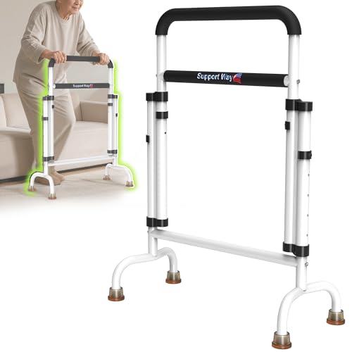 Support Way Stand Assist for Chair & Couch - Dual-Tube Design for Extra Stability, Adjustable Height, Supports 600lbs, Lightweight Mobility Aid for Seniors & Recovery（White）