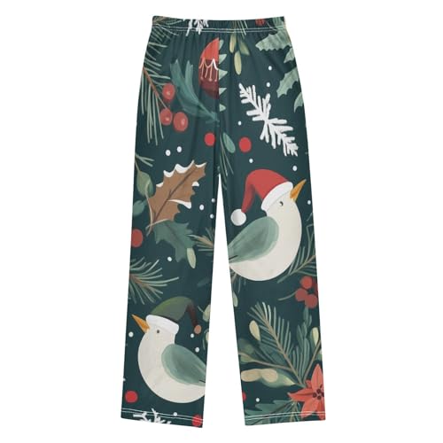 Christmas Bird Ball Boys Long Pants Soft Trousers Elastic Waist Kids Lounge Bottoms with Pockets S-XL2