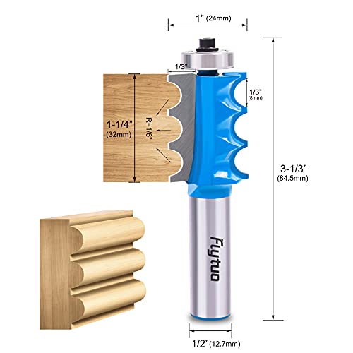 Image of 3PCS Architectural Molding Router Bit Set, 1 /2 inch Shank, Corner Rounding & Edge-Forming for Woodworking Milling