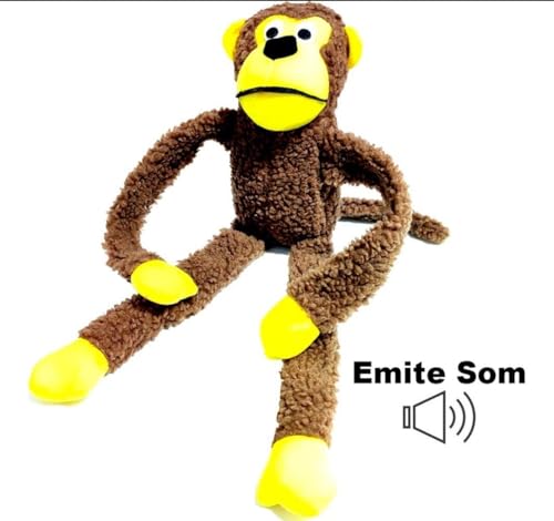 Brinquedo Pelúcia Macaco Amigão Marrom com Apito Pet para Cachorro Cães todos as raças e tamanho