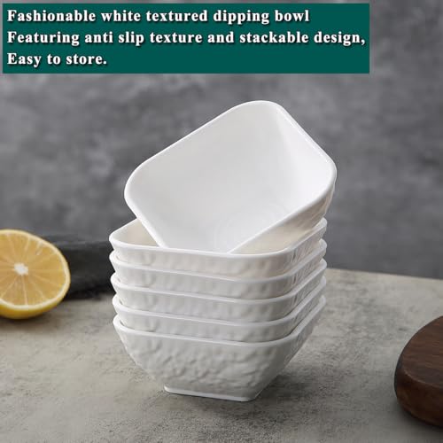 Kyraton Dip Bowls Set 6pcs 6oz, White Plastic Dipping Bowls Soy Sauce Plate for Side Dishes, Condiment Server for Tomato Sauce, Ketchup, Vinegar, BBQ and Party Dinner, Mini Appetizer Plates. - Image 6