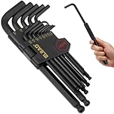 ELEAD 15-Piece Metric Hex Key Allen Wrench Set with Extension Bar, 1.27-10 MM, Long Arm Ball End Design, Heat-Treated S2 Steel