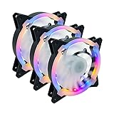 ULBESBSD 12CM LED Case Fans Quiet Cooling Fan with Rainbow LED Lights for Desktop PC Case Computer Case Fans with Hydro Bearing 3 Packs