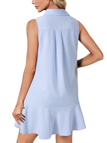 Image of Vrtige Women's Sleeveless Polo Dress Button Front Ruffle Hem Casual Golf Tennis Summer Mini Dresses
