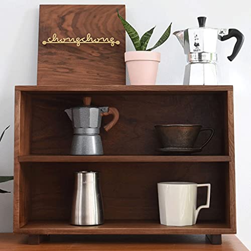 zyr Sideboard Regale Kleine Schränke Desktop-Schränke Schwarz Walnuss-Speicher-Display-Rack 3-Schichten Massivholz-Haushalts-Kaffee-Ecke Japanischer Art - Image 4