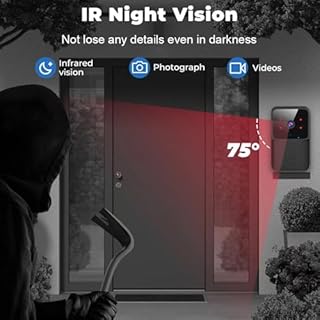 Campanello Video Senza Fili - Campanello Di Sicurezza Ring, Telecamera Di Allarme Di Ingresso | Campanello Intelligente A Basso Consumo Con Visione HD, Rilevatore Di Movimento, Citofono Wi-Fi