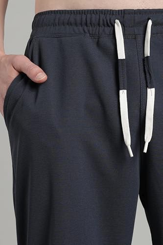 Image of SWADESI STUFF Men's Cotton Blend Track Pants, Black, Comfort Fit with Drawstring, Side Pockets for Regular Wear, Sports, Joggers