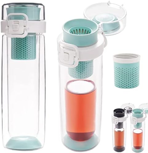 Mosi Portable Tea Infuser Bottle Loose Leaf Tea - Award Winning Design - Travel Tea Infuser Tumbler with Leak Proof Lid - Double Wall Insulated Tea Thermos - Tea Travel Accessories - Mint