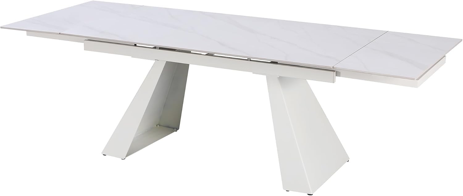 Cribel Tavolo da Pranzo Vermont Allungabile 160–240 cm | Piano in Gres Porcellanato Effetto Marmo | Gambe in Metallo a Trapezio Inclinato | Design Moderno e Imponente
