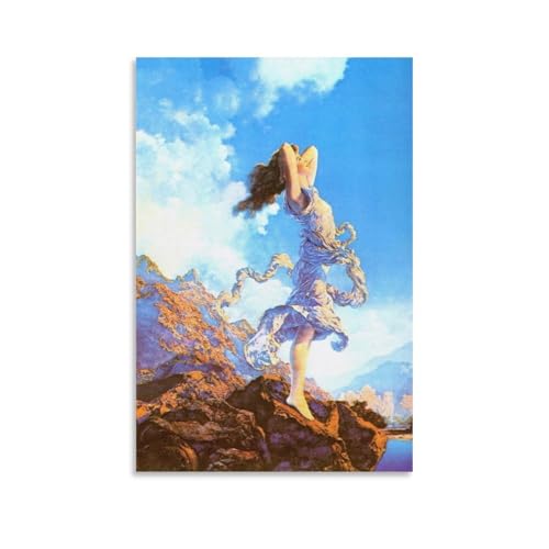 Toile Maxfield Parrish femme robe fluide pour salon élégant