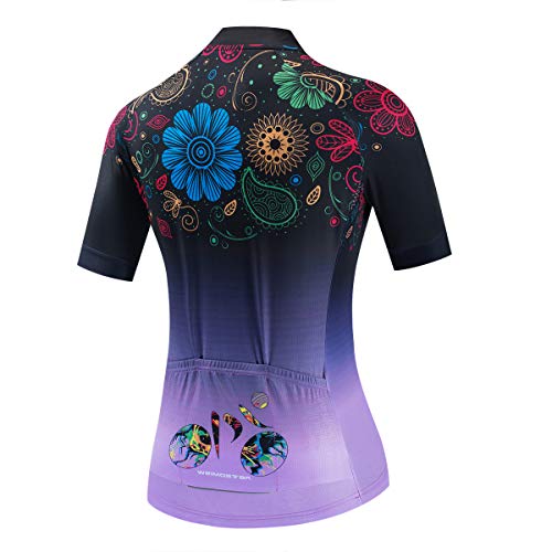 Image of Cycling Jerseys Women Bike Shirts Short Sleeve Bicycle Clothes Breathable Stretch Labric Bicycle Uniforms