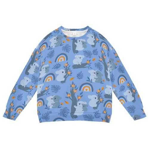 Wusikd Cute Koalas Boy Girl Sweatshirt Toddler Crewneck Rainbows Leaves Pullover Sweater Long Sleeve Clothes 4T
