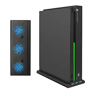 Vertical Cooling Stand Compatible with Xbox One X, FastSnail Cooling Fan Stand Compatible with Xbox One X with 3 USB Ports and a Light Bar (Only Compatible with Xbox one X)