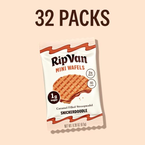 Image of Rip Van Wafels Snickerdoodle Mini Stroopwafels - Low Carb, Low Sugar, Keto Friendly Snacks - Non-GMO, Healthy Office Snack & Breakfast Treat - 64 Pack