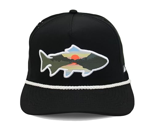 Image of Paramount Outdoors Sunset Trout Fishing Hat Mountain Fish Silhouette Performance Outdoor Hat with Comfort Snapback