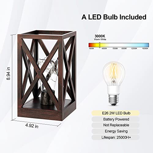 Dansklux 2 Pack Lantern Battery Powered Table Lamps, Cordless Vintage Desk Lamp Night Light With Led Fairy Lights Bulb For Table Shelf Christmas Décor Patio Backyard, Copper #TOP2