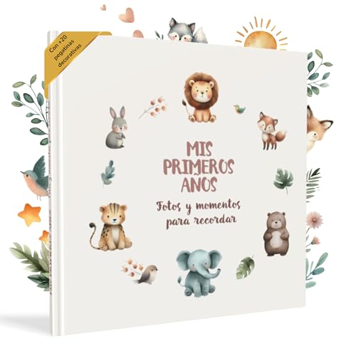 HUBORNS – Libro de nacimiento y recuerdos del bebé hasta los 5 años, álbum de fotos y diario infantil, regalo original para recién nacidos, baby shower y padres primerizos