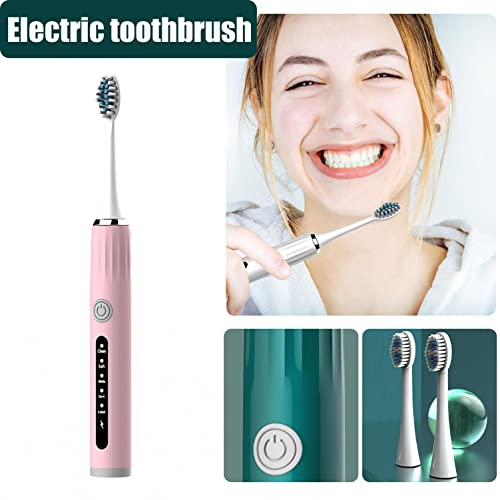 Mllkcao Eletric Toothbrush USB Charging 5 Modes with 4 Heads Household Super Clean Smart Home Accessories, Pink - Image 2