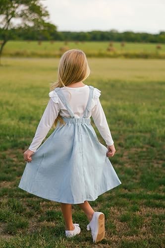 Image of HIHA Little Girls Adjustable Corduroy Pinafore Overall Dress Set Size 6-12
