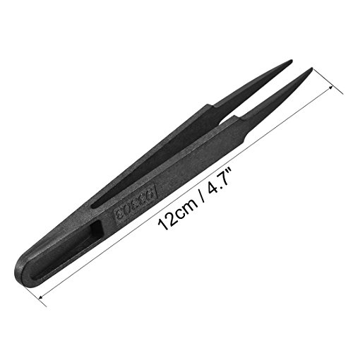 Uxcell Plastic Anti-Static Tweezers, Precision Point Tip For Craft Diy Beauty Electronics Repair Tool Black 5 Pcs #TOP2