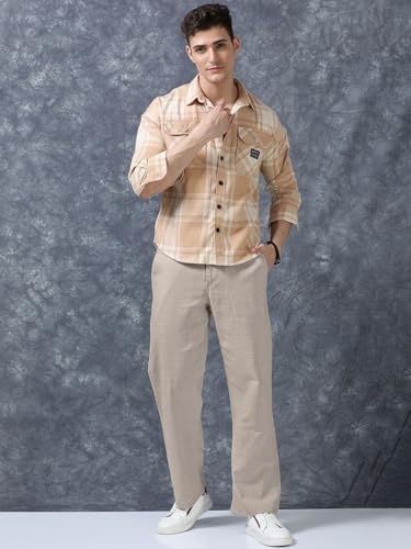 Image of Vogaan Men's Cotton Blend Casual Trousers Pants | Stylish Comfortable Trousers for Office Work and Outings