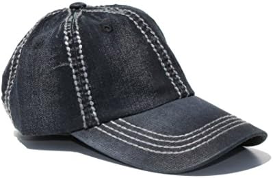 Olive & Pique Denim Cap with tan pu Leather Back Buckle (One Size, Dk Blue)