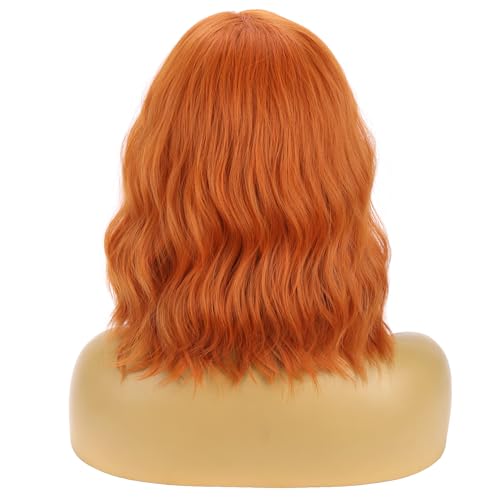 Image of BERON 14 inch Women Orange Wigs Girls Short Curly Ginger Wig Bob Wavy Wig Body Wave Halloween Cosplay Costume Daily Party Wigs